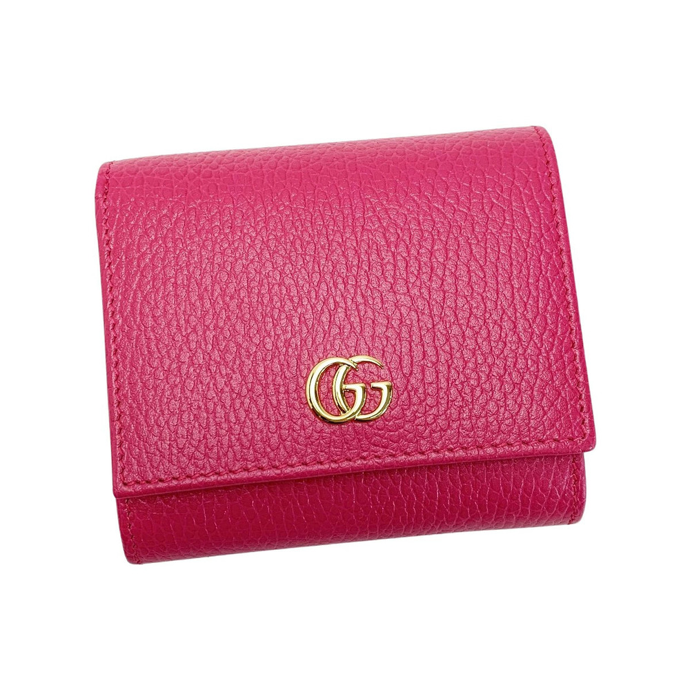 GUCCI Marmont Bi fold Wallet GG Supreme 598587 493075 Pink Leather - Picture 1 of 1